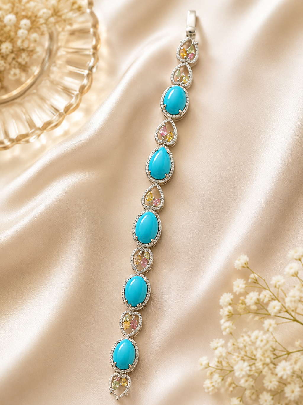 Turquoise & Diamond Link Bracelet – J4816