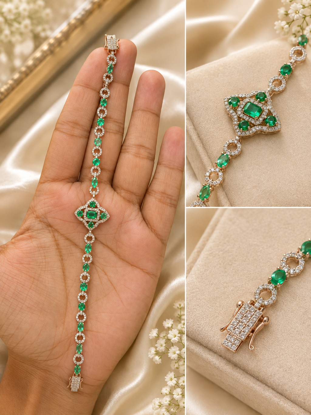 Emerald & Diamond Tennis Bracelet – P 79