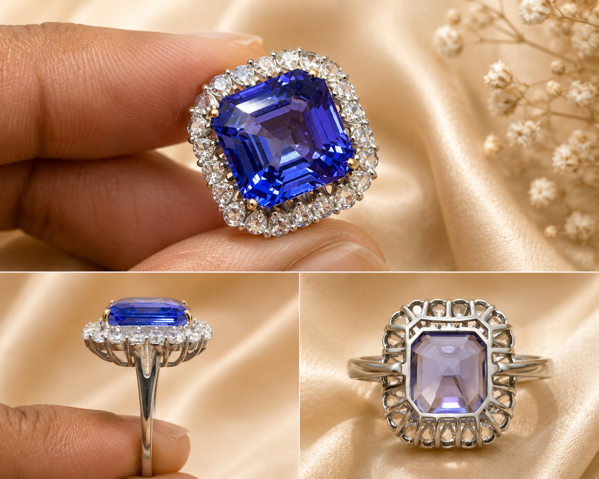 Tanzanite & Rose-Cut Diamond Cocktail Ring – N5263
