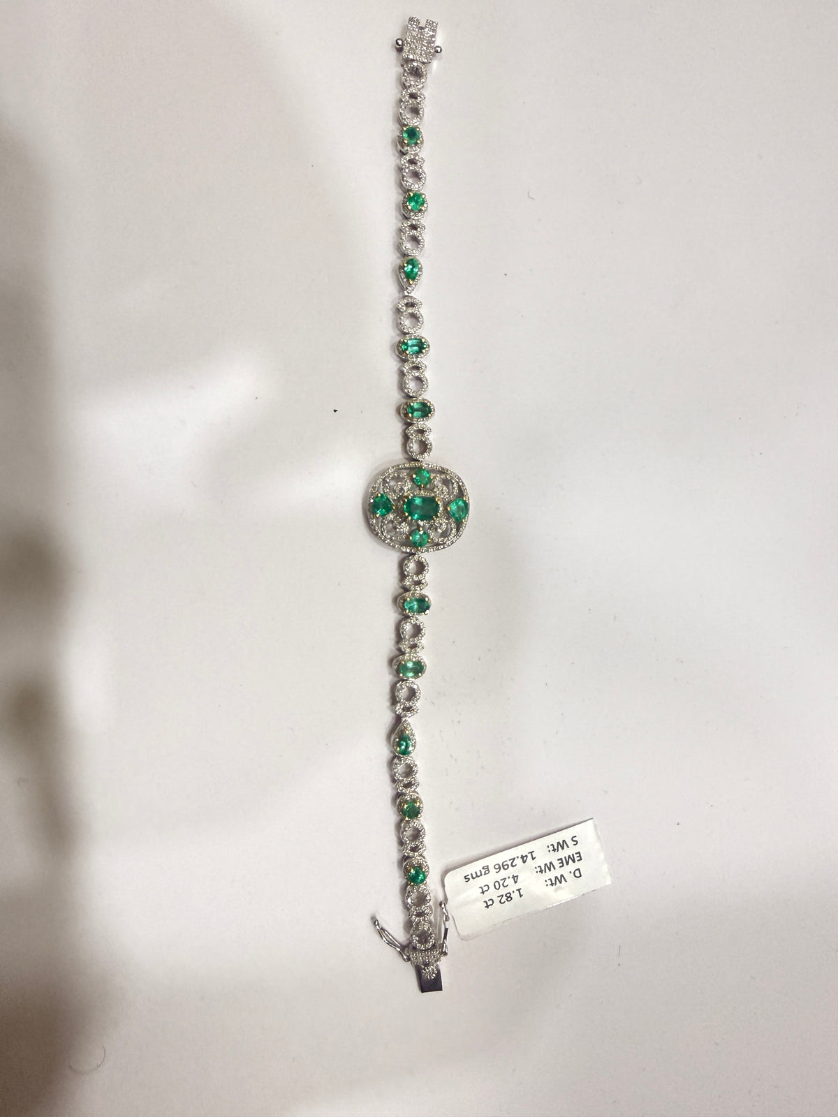 Emerald & Diamond Tennis Bracelet in Sterling Silver