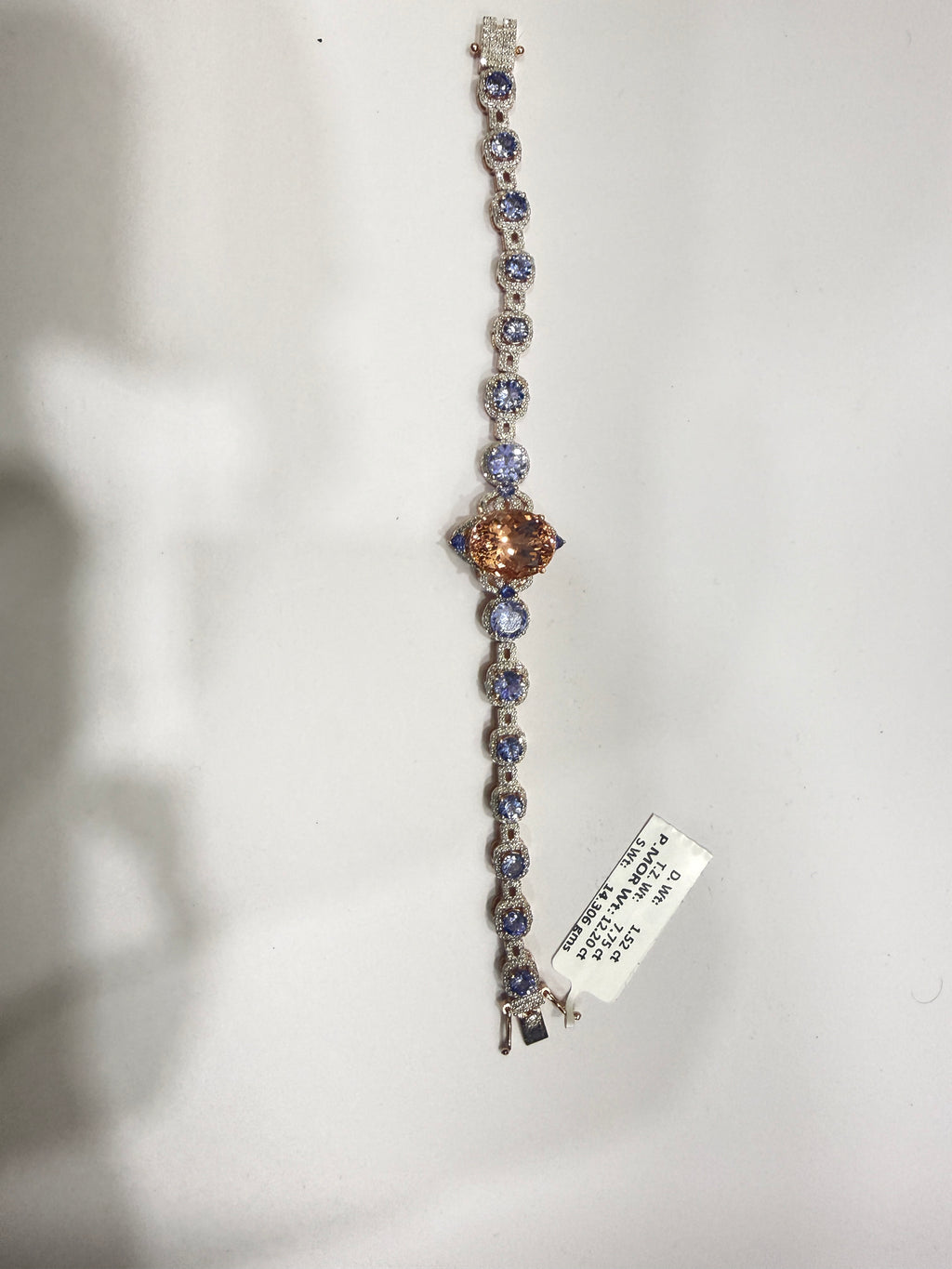 Tanzanite & Peach Morganite Diamond Bracelet in Sterling Silver