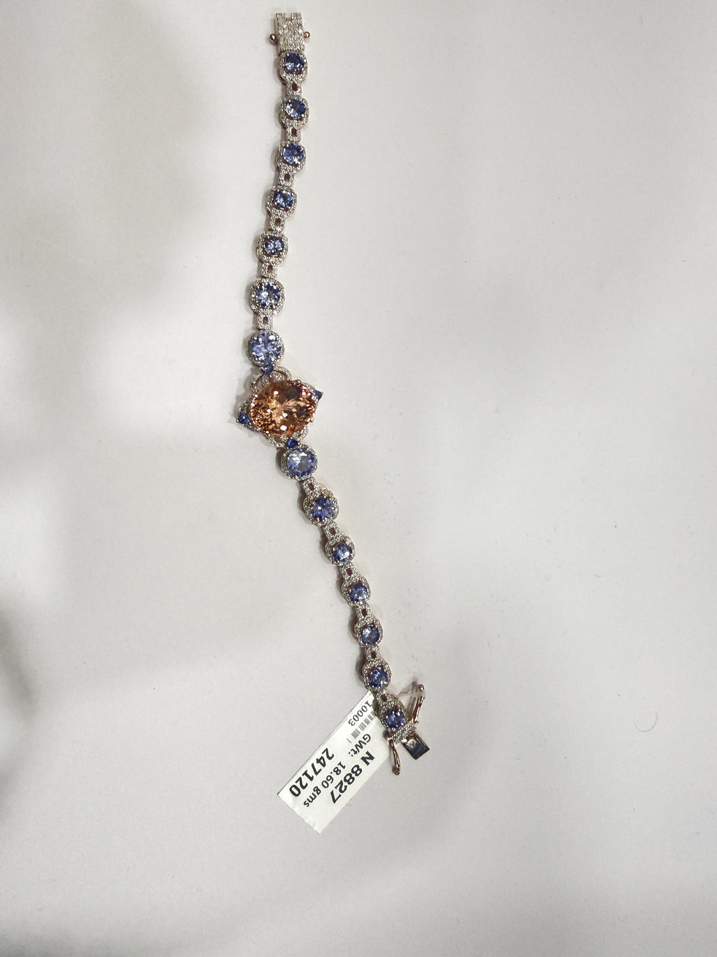 Tanzanite & Peach Morganite Diamond Bracelet in Sterling Silver