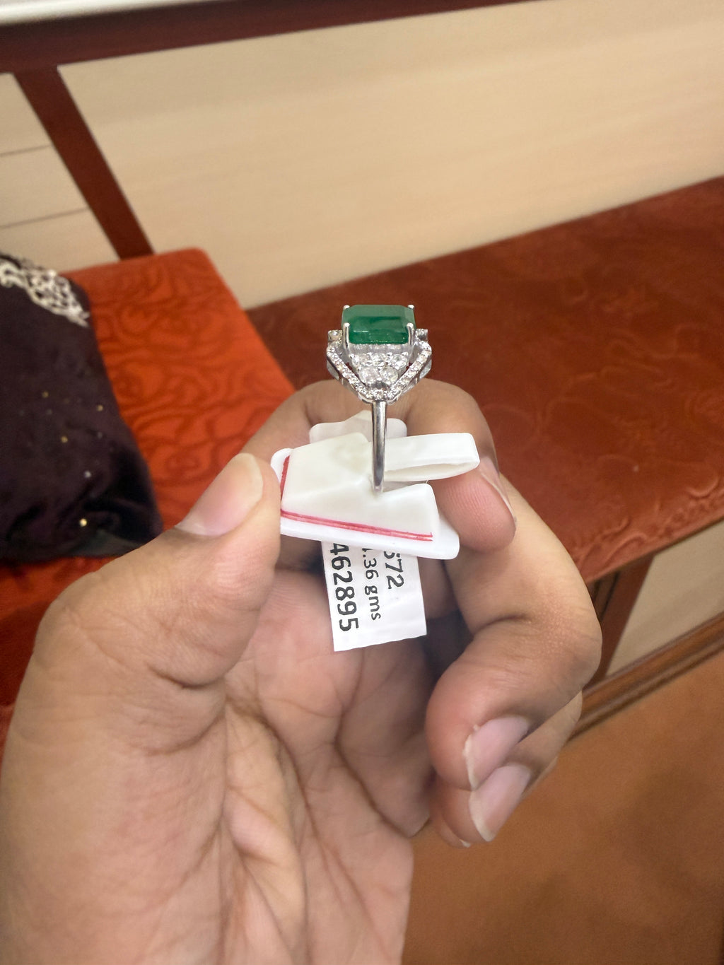 Emerald & Rose Cut Diamond Cocktail Ring in Sterling Silver