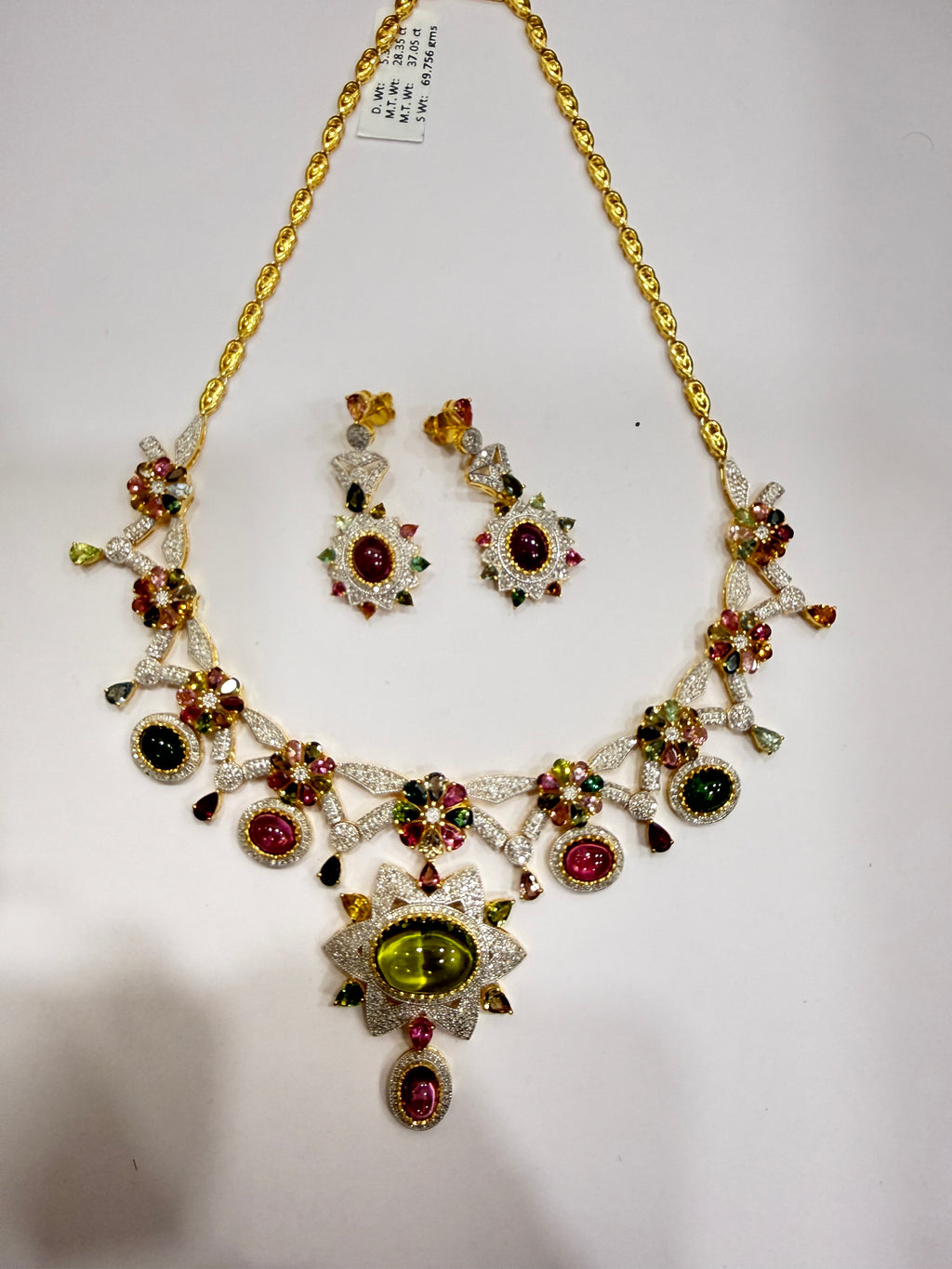 Multi-Tourmaline & Diamond Necklace Set with Earrings – P 618