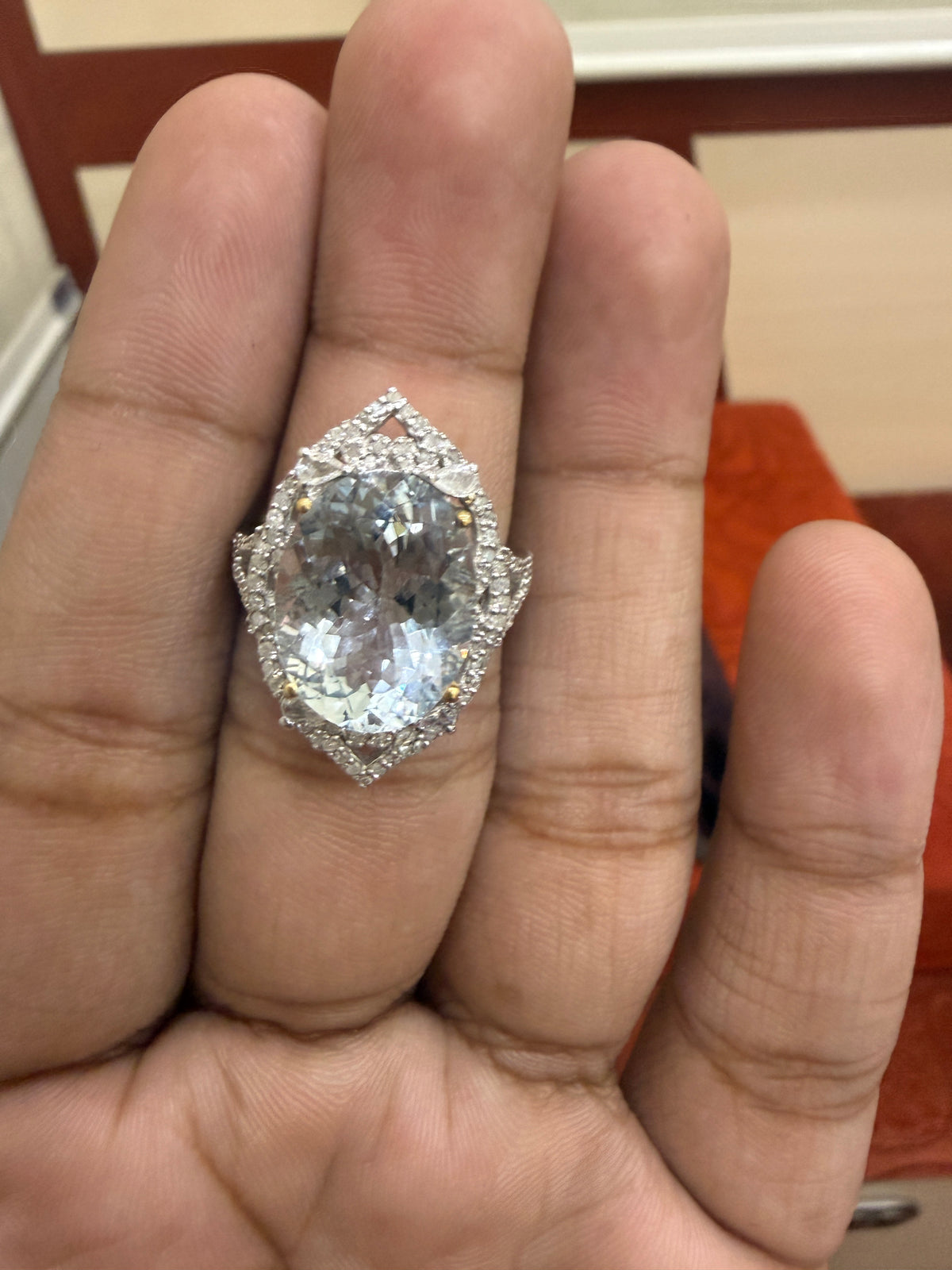 Aquamarine & Diamond Cocktail Ring – N 6345
