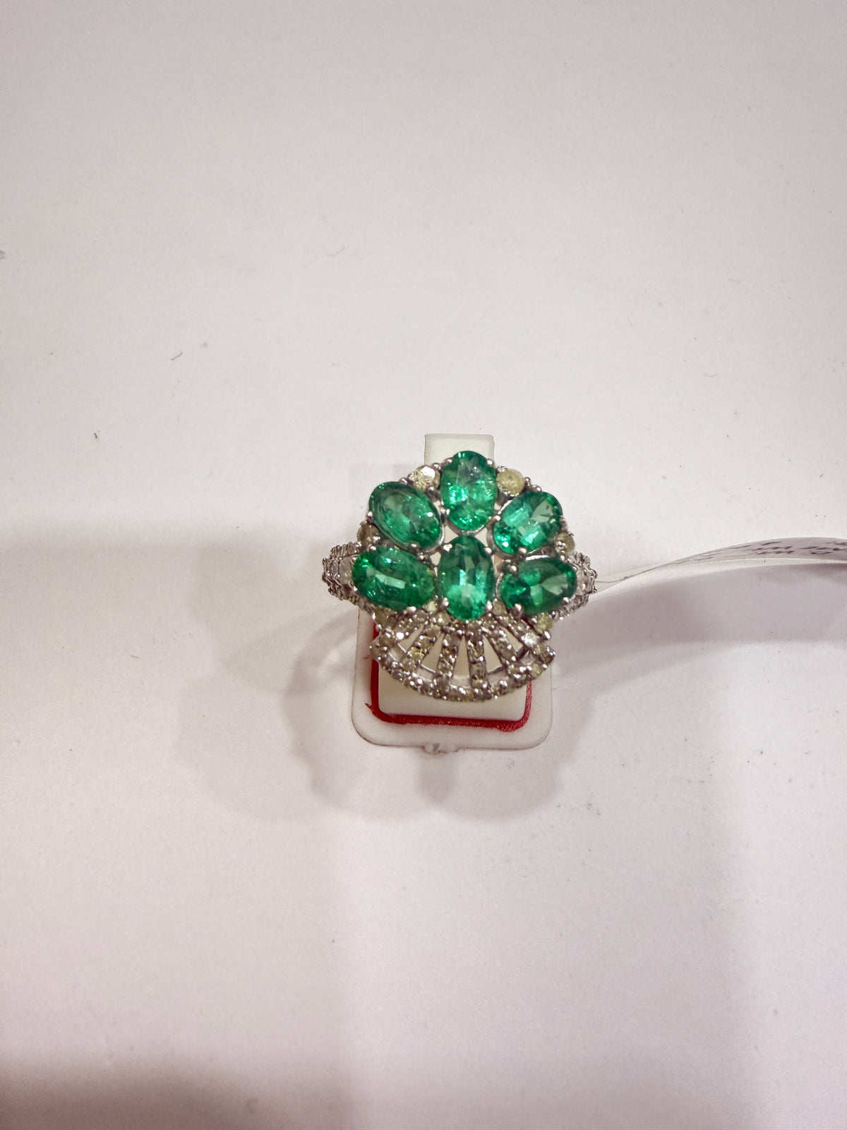 Emerald Cluster & Diamond Ring – H 2748
