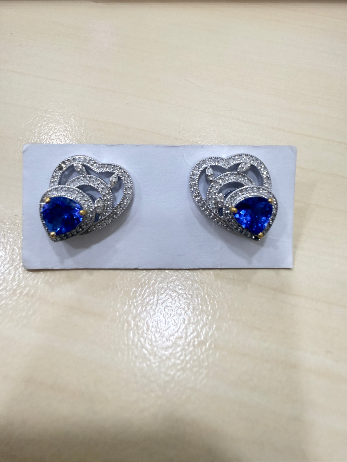 Tanzanite & Diamond Wave Stud Earrings – N7195