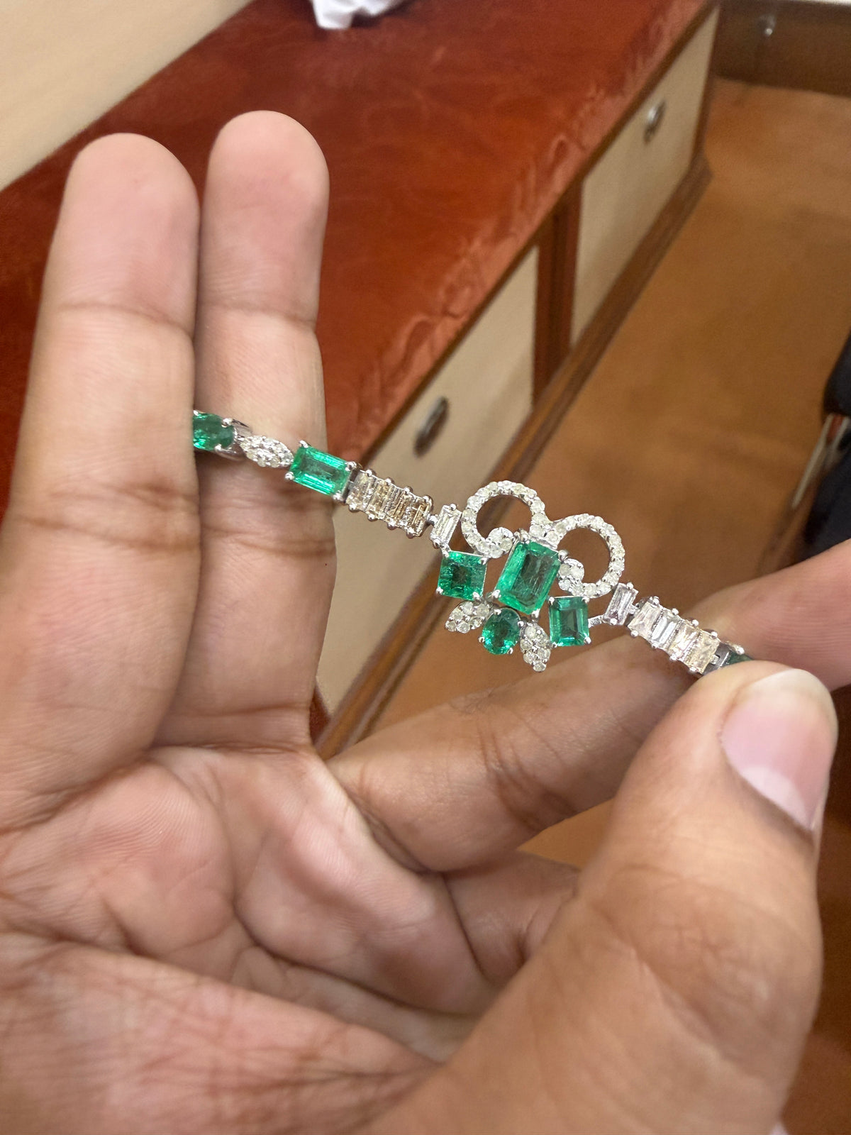 Emerald & Diamond Floral Bracelet – H4184