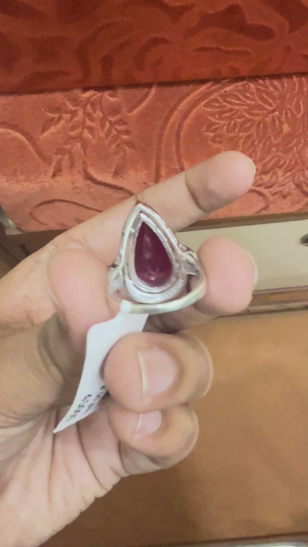 Pear Ruby & Diamond Halo Ring – H 4246